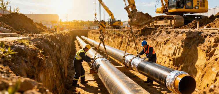 Монтаж трубопроводов теплосети